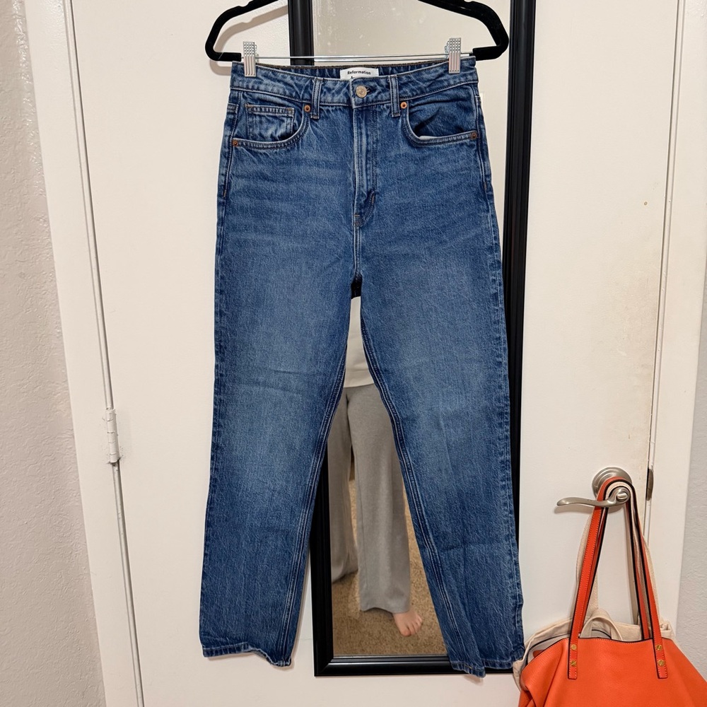 Reformation Indigo Blue Straight Jeans
